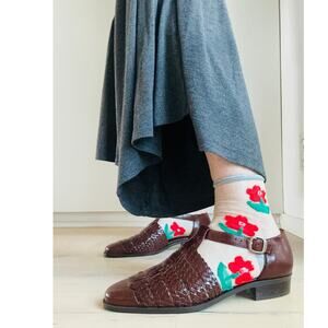 Vintage 80s Leather Fisherman Sandals Brown Size 9 Deadstock Classic Heritage